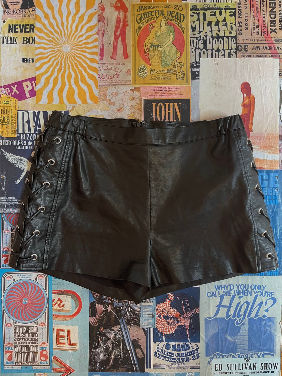 Leather lace up shorts hotsell