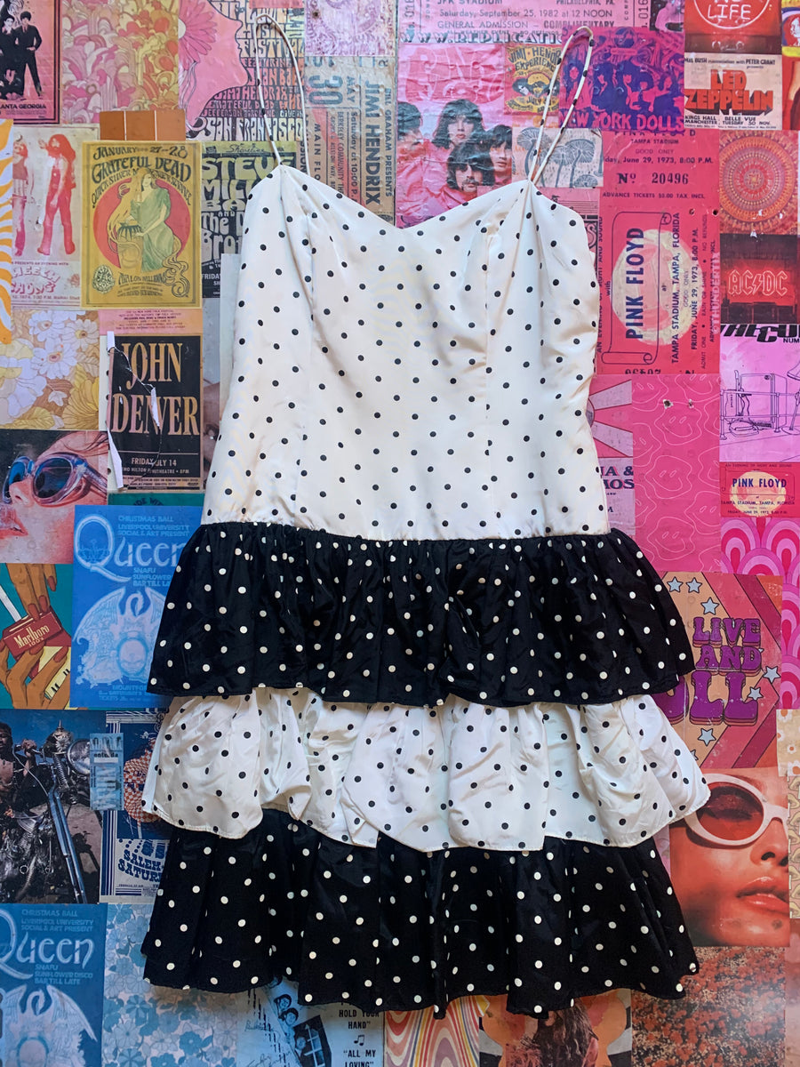 Black and White polka dot ruffle dress