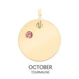 18K Gold PVD Blank Engravable Circle Birthstone Charm
