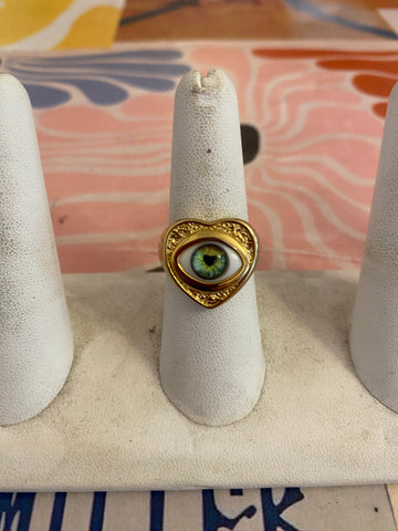 Gold Heart Eyeball Ring