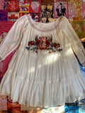 White Off Shoulder Embroidered Dress