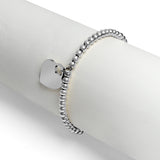 18K PVD Coated Stainless Steel Heart And Bead Stretch Bracelet