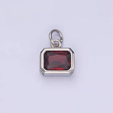 14K Gold Filled 10mm Personalized Birthstone Baguette Cubic Zirconia CZ Bezel Charm in Silver & Gold | N1600 - N1623