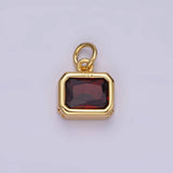 14K Gold Filled 10mm Personalized Birthstone Baguette Cubic Zirconia CZ Bezel Charm in Silver & Gold | N1600 - N1623