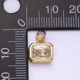 14K Gold Filled 10mm Personalized Birthstone Baguette Cubic Zirconia CZ Bezel Charm in Silver & Gold | N1600 - N1623