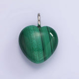 Silver Malachite Gemstone Heart Charm Green Love Pendant | W488