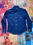 Navy Button Up With White Stitching