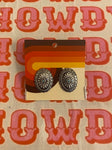 Silver And Turqoise Engraved Studs