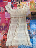 White Ruffle Beaded Dress