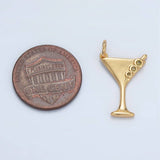 24K Gold Filled 18mm Martini Olive Alcohol Drink CZ Mini Charm in Gold & Silver | E311