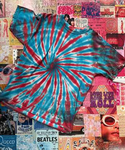 Blue and Red Spiral Tie Dye Shirt