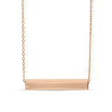Square 4 Sided Horizontal Bar Polished Stainless Steel Necklace