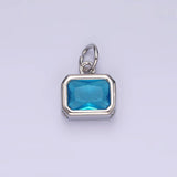 14K Gold Filled 10mm Personalized Birthstone Baguette Cubic Zirconia CZ Bezel Charm in Silver & Gold | N1600 - N1623