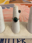 Silver Dark Green Stone Ring