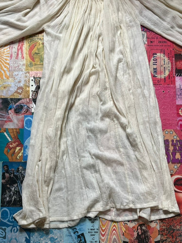 Creme Sheer Flowy Bell Sleeve Dress Creme Sheer Flowy Bell Sleeve Dress