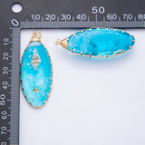 18K Gold Filled 55mm Blue Sea Conch Star Fish Resin Oval Charm | AH865