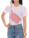 Slim Fanny Pack Festival Crossbody Belt Bag Corduroy Pink