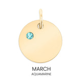 18K Gold PVD Blank Engravable Circle Birthstone Charm