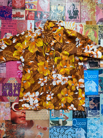 Orange Floral Button Down Shirt