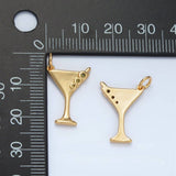 24K Gold Filled 18mm Martini Olive Alcohol Drink CZ Mini Charm in Gold & Silver | E311