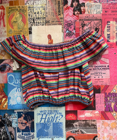 Rainbow Striped Off The Shoulder Top