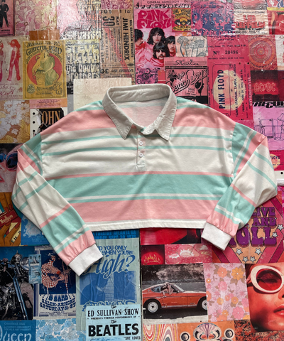 Pastel Cropped Rugby Style Long Sleeve