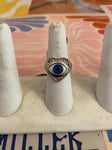 Silver Heart Blue Eyeball Ring
