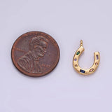 14K Gold Filled CZ Multicolor Dotted Lucky Horseshoe Charm | AC-819
