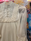 White Sheer Pleated Mini Dress