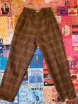 Brown Red Plaid Pants