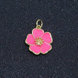 Dainty Hibiscus Charm Tropical Flower Gold Filled Enamel Charm Hawaiian Inspired Jewelry Pendant for Necklace Bracelet Earring Component M-505 M-506 M-507