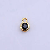16K Gold Filled Mini Green, Clear, ETC CZ Round Charm | W141-W144