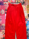 Red Flare Paper Bag Pants