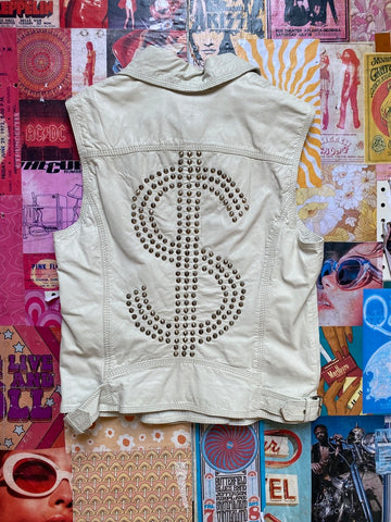 White Studded Moto Vest