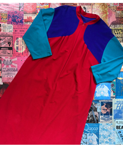 Color Block Zip-Up Felt Dress