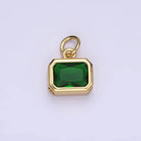 14K Gold Filled 10mm Personalized Birthstone Baguette Cubic Zirconia CZ Bezel Charm in Silver & Gold | N1600 - N1623