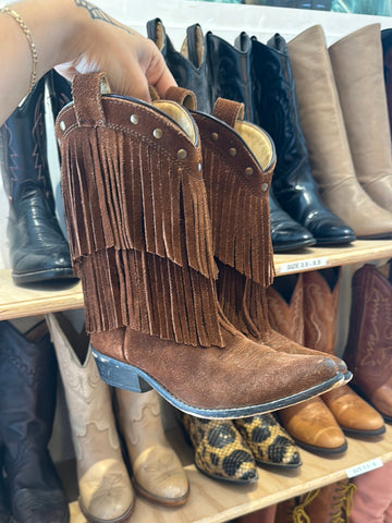 Brown Suede Fringe Boots