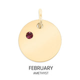18K Gold PVD Blank Engravable Circle Birthstone Charm