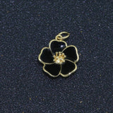 Dainty Hibiscus Charm Tropical Flower Gold Filled Enamel Charm Hawaiian Inspired Jewelry Pendant for Necklace Bracelet Earring Component M-505 M-506 M-507
