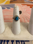 Silver Dark Turqoise Round Ring