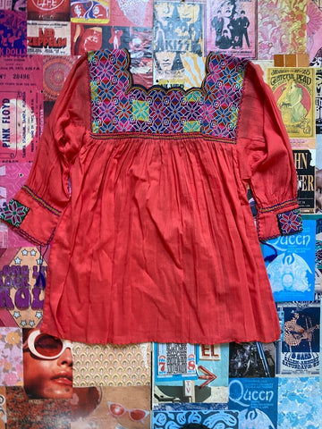 Coral Embroidered Square Neck Blouse