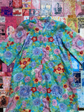 Zip Up Floral Kaftan Dress