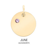 18K Gold PVD Blank Engravable Circle Birthstone Charm