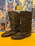 Black Leather Calf Boots