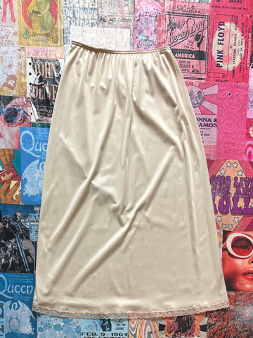 Pink Slip Skirt With Lace Trim