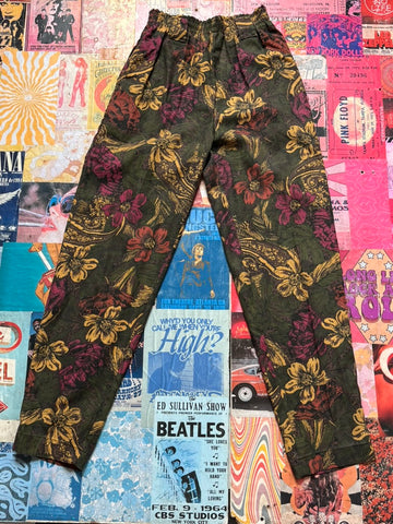 Dark Floral Flowy Pants