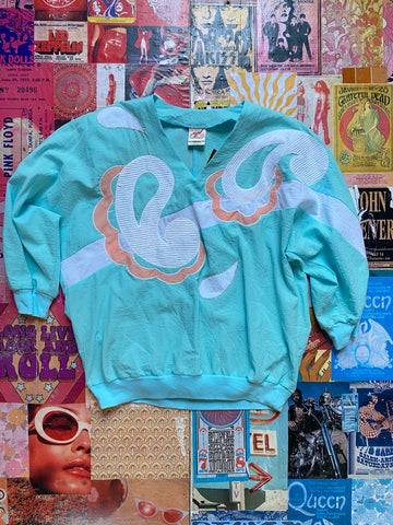 Abstract Blue Quarter Sleeve Top