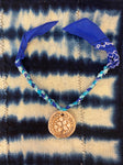 Sand Dollar Blue Braided Handkerchief Necklace