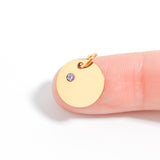 18K Gold PVD Blank Engravable Circle Birthstone Charm