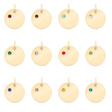 18K Gold PVD Blank Engravable Circle Birthstone Charm